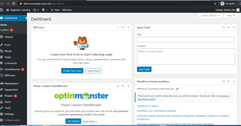 Install WordPress on Server