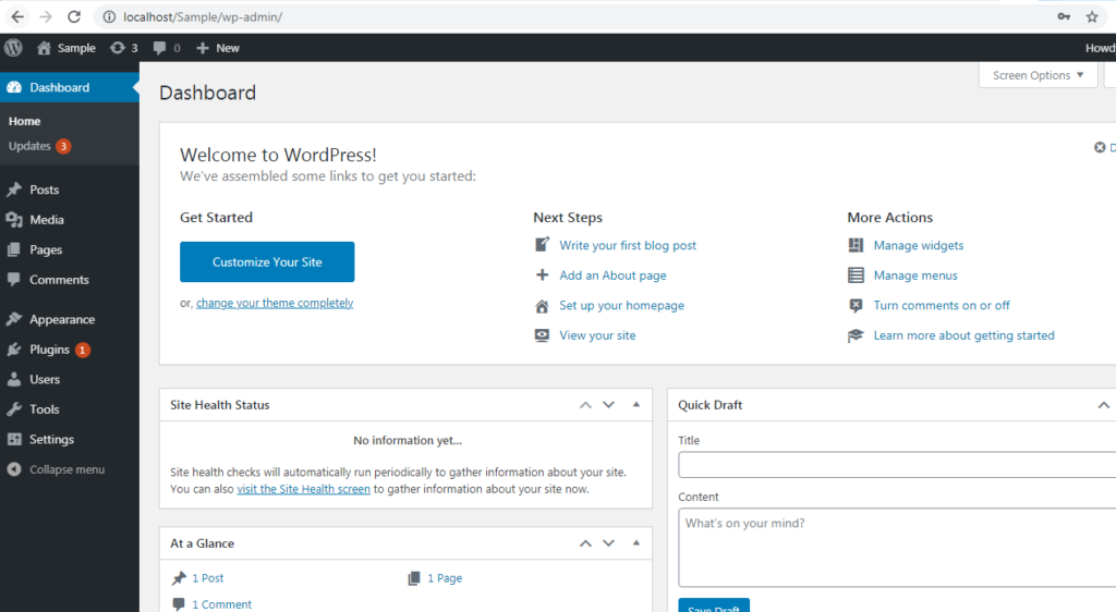 Wordpress Dashboard