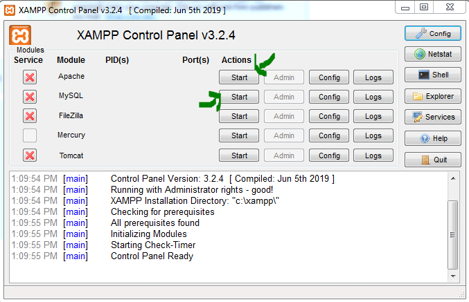 Activate Xampp